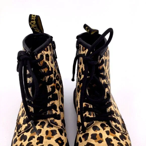 Dr. Martens | Leopard Print Combat Boots Girls Size 11 - Picture 3 of 8